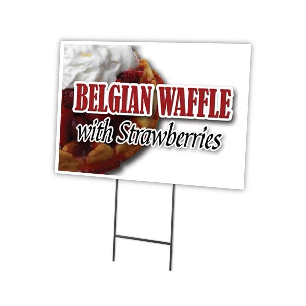 Belgian Waffle Strawb Yard & Stake outdoor plastic coroplast window, C-1216 Belgian Waffle Strawb